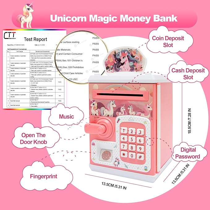 Piggy-Bank-Toys-for Girls,Large Electronic Coin-Cash-Register for-Toddler-Girls