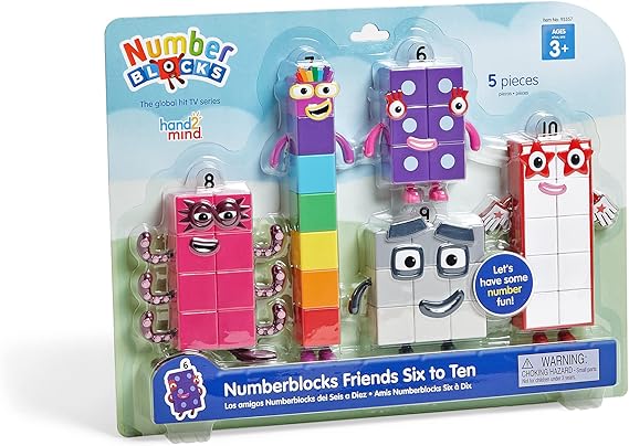 Numberblocks Friends Six to Ten Figures, Cartoon Action Figure Set, Toy Figures