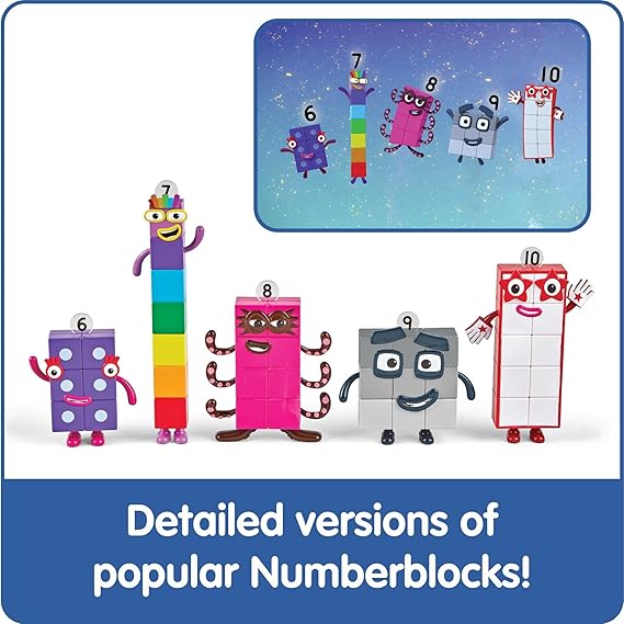 Numberblocks Friends Six to Ten Figures, Cartoon Action Figure Set, Toy Figures