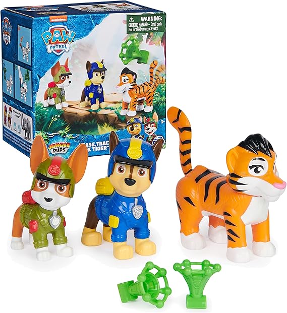 Paw Patrol: Jungle Pups Chase, Tracker & Tiger Action Figures with Projectile Launcher