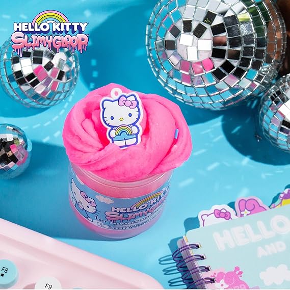 Hello Kitty SLIMYGLOOP, 8 oz. Pink Crystal Slime, Vanilla Scented with Sprinkles