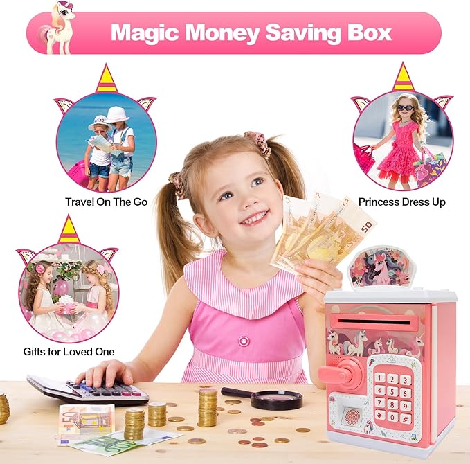 Piggy-Bank-Toys-for Girls,Large Electronic Coin-Cash-Register for-Toddler-Girls