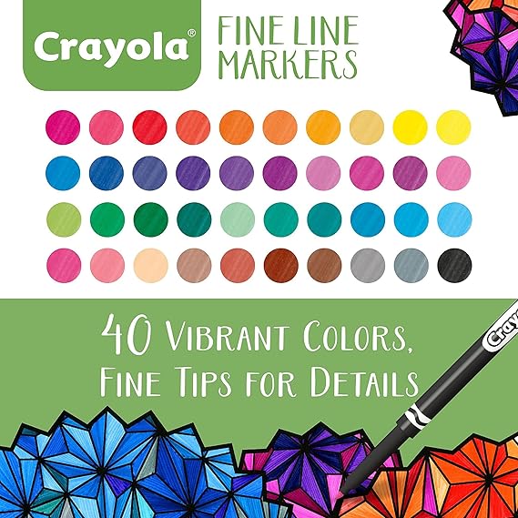 Crayola Fine Line Markers For Adults (40 Count), Skinny Markers For Adult