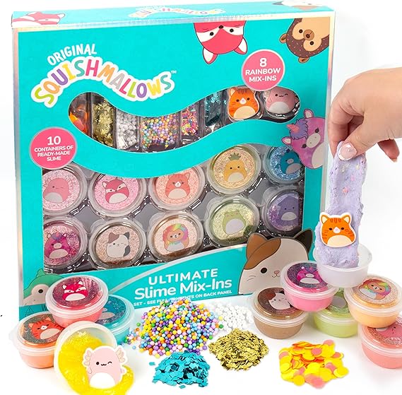 SQUISHMALLOWS Original Ultimate Slime Mix'Ins, 10-Pack, Glitter & Cloud Slime